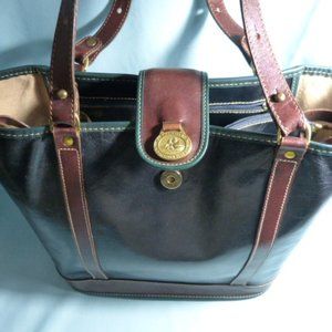 Brahmin Smooth Leather Navy Tote Shoulder Handbag